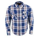 Milwaukee Leather MPM1645 Men's Plaid Flannel Biker Shirt with CE Approved Armor - Reinforced with Aramid Fiber