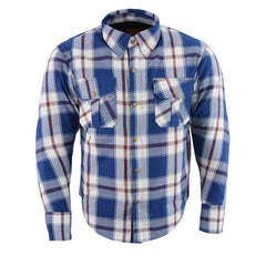 Milwaukee Leather MPM1645 Men's Plaid Flannel Biker Shirt with CE Approved Armor - Reinforced with Aramid Fiber