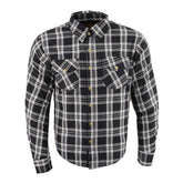 Milwaukee Leather MPM1646 Men's Plaid Flannel Biker Shirt with CE Approved Armor - Reinforced with Aramid Fiber