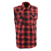 Milwaukee Leather MPM1649 Men's Classic Black and Red Button-Down Flannel Cut Off Sleeveless Casual Shirt