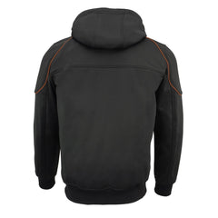 Milwaukee Leather MPM1764 Men's Black Soft Shell CE Armored Motorcycle Racing Style Hoodie Jacket with Detachable Hood