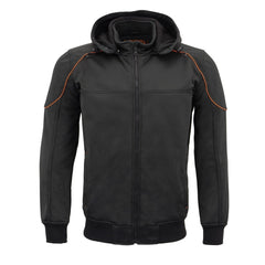 Milwaukee Leather MPM1764 Men's Black Soft Shell CE Armored Motorcycle Racing Style Hoodie Jacket with Detachable Hood