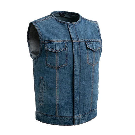 FIM624DM-No Limit - Men's Motorcycle Denim Vest