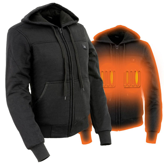 Nexgen Heat Women's Heated Hoodie Jacket - MPL2713SET Black | 3 Level Motorcycle Riding, Winter Ready, Outdoors Use