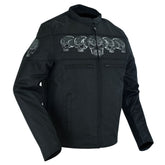 Men's Textile Scooter Style Jacket with Reflective Skulls
