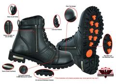 Men's 6'' Side Zipper Plain Toe Boot with Perforation