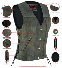 Women's Antique Brown Single Back Panel Concealed Carry Vest