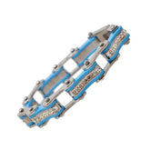 VJ114 Two Tone Silver/Turquoise with White Crystal Centers