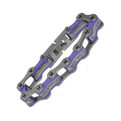 VJ118 Two Tone Silver/Purple with White Crystal Centers