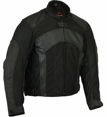 Men's Leather & Mesh Motorcycle Jacket – Waterproof Liner