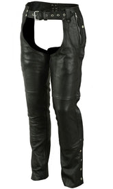 Rider Shield Black leather motorcycle chaps - Black