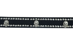 BLT Black Leather Belt with Silver Studs and Skulls