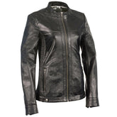 Milwaukee Leather SFL2855 Women's Black Zip Front Fashion Leather Jacket with Side Stretch Fitting