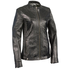 Milwaukee Leather SFL2855 Women's Black Zip Front Fashion Leather Jacket with Side Stretch Fitting