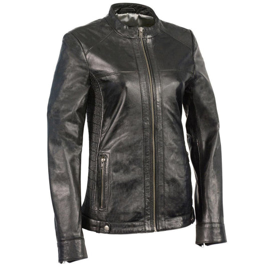 Milwaukee Leather SFL2855 Women's Black Zip Front Fashion Leather Jacket with Side Stretch Fitting