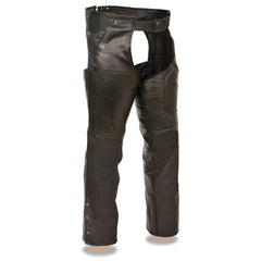 Milwaukee Leather Men's Black Premium Leather Motorcycle Rider Chaps with Front 3-Pockets - Thigh Patch Pocket-SH1766