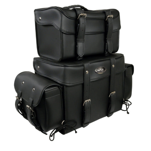 Milwaukee Leather SH65001 Large Black PVC 4-Piece Motorcycle Touring Tail Bag