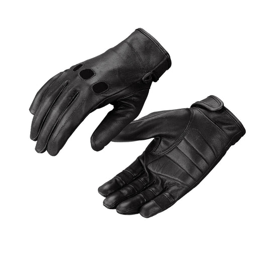 Milwaukee Leather SH811 Men's Open Knuckle Black Premium Leather Full Finger Motorcycle Rider Gloves