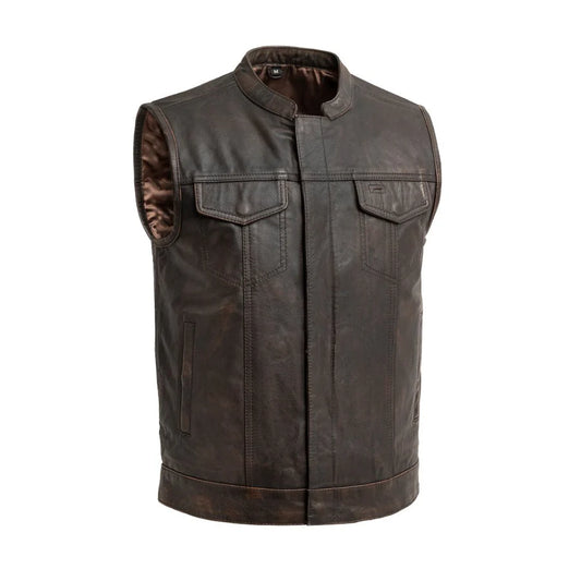 FIM689CDT-BBR-Sharp Shooter Men's Motorcycle Leather Vest