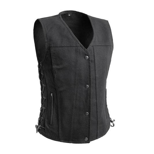 FIL519TWILL-Tiff Women's Motorcycle Twill Vest