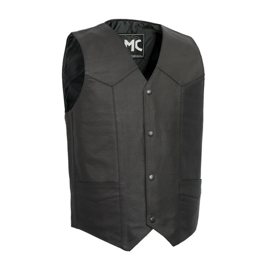 FMM601BM-REG-Top Shot Men's Motorcycle Western Style Leather Vest