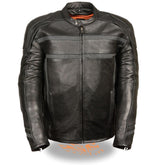 Milwaukee Leather ML2083 Men's Black Premium Leather Vented Motorcycle Rider Jacket with Reflective Piping