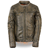 Milwaukee Leather MLL2550 Women's Scooter Distressed Brown Leather Vented Motorcycle Jacket