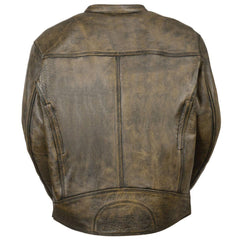 Milwaukee Leather MLM1550 Men's Vented Black-Beige Distressed Leather Scooter Style Motorcycle Jacket with Liner
