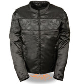 Milwaukee Leather MPM1730 Black Padded Textile Motorcycle Jacket for Men with Reflective Skulls - All Season Motorcycle Jacket