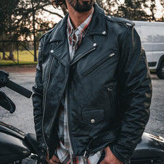 Brando - Mens Motorcycle Biker Leather Jacket