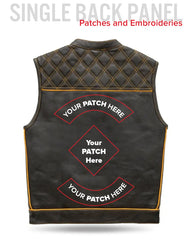 Finish Line - Gold Checker - Men's Motorcycle Leather Vest