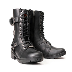 Milwaukee Leather Women’s Waterproof Leather Ring Strap Lace-To-Toe Riding Boots – Zipper Lock Design - MBL9391