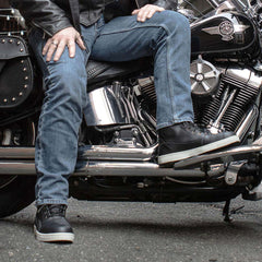 Milwaukee Leather MBM9002 Men's Black Leather Reinforced Street Biker Riding Shoes w/ Shift Protect | Ankle Support