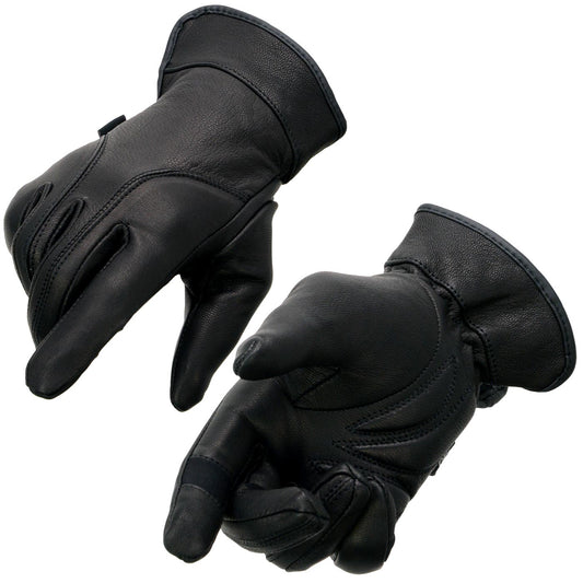 Milwaukee Leather MG7700 Women's Black Lightweight Leather Gloves with Gel Palm
