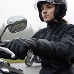 Milwaukee Leather MG7713SET Women's Heated Black Leather Winter Gloves w/ Battery Pack-Wire Harness and i-Touch