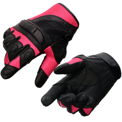 Milwaukee Leather MG7740 Women's Black and Hot Pink Leather with Mesh Racing Gloves