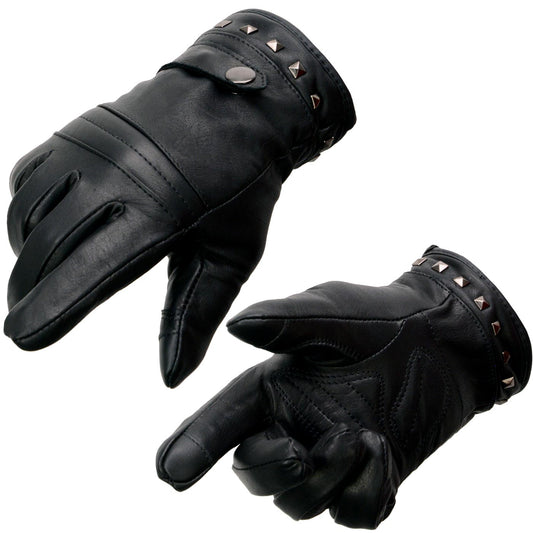 Milwaukee Leather MG7755 Women's Black Thermal Lined Black Leather Gloves with i-Touch Screen