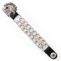 Milwaukee Leather Heart Rose Medallion Vest Extender - Double Chrome Chains Genuine Leather 6.5" Extension MLA6013-Single