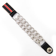Milwaukee Leather Rose Engraving Medallion Vest Extender - Double Chrome Chains Genuine Leather 6.5" Extension MLA6018-Single