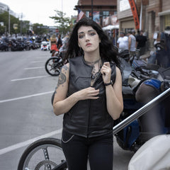 Milwaukee Leather MLL4501 Women's 'Basher' Black SWAT Style Club Style Motorcycle Leather Vest