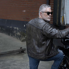 Milwaukee Leather MLM1508 Men's Distress Brown Leather Jacket with Utility Pockets