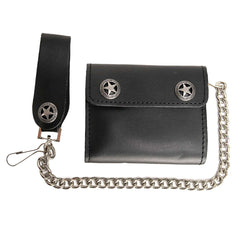 Milwaukee Leather MLW7823 Men's 7" Leather Bi-Fold Biker Wallet w/ Multiple Storage and Swivel Trigger Clip Anti-Theft Stainless Steel Chain