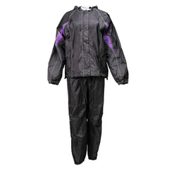 Milwaukee Leather MPL9601 Women's Black and Purple Water Resistant Rain Suit w/ Reflective Material and Hoodie