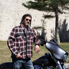 Milwaukee Leather Men's Red and Black Heavy-Duty Checkered Flannel Riding Shirt - Warm Lined - Zippered Hand Pockets - MPM1637