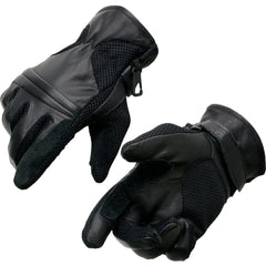 Milwaukee Leather SH296 Men's Black Leather Mesh Racing Motorcycle Riders Gloves w/ Padded Knuckle