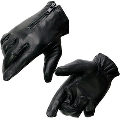Milwaukee Leather SH722 Women's Black Unlined Leather Gloves with Zipper Closure