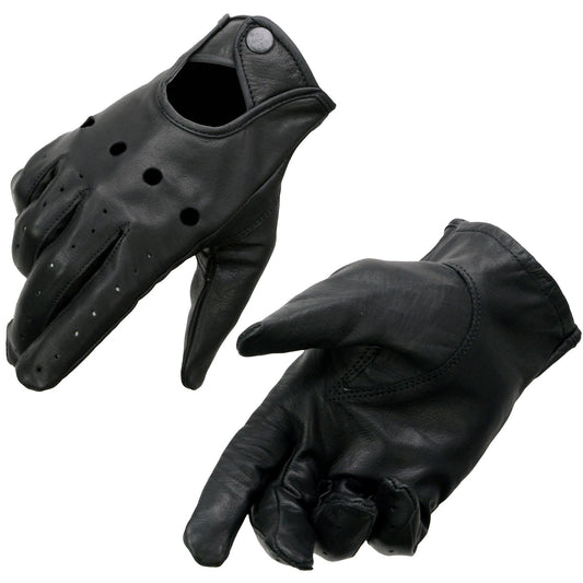 Milwaukee Leather SH729 Men's Black Unlined Leather Pro Driving Gloves