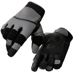 Milwaukee Leather SH791 Men's Black with Grey Mesh and Leather Racing Gloves