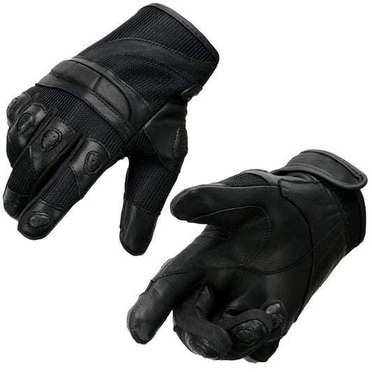 Milwaukee Leather SH802 Women's Black Leather and Mesh Racing Gloves with Padding