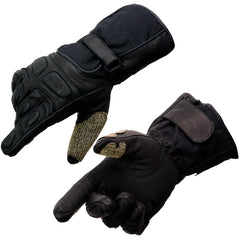 Milwaukee Leather Men's Black Gauntlet Motorcycle Hand Gloves-Waterproof Textile and Leather Reflective Piping-SH814